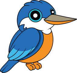Cute Kingfisher on Vector Illustrator
