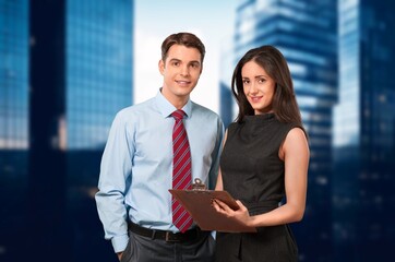 Mature business people discussing project together