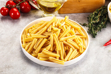 Raw dry Italian pasta - casarecce