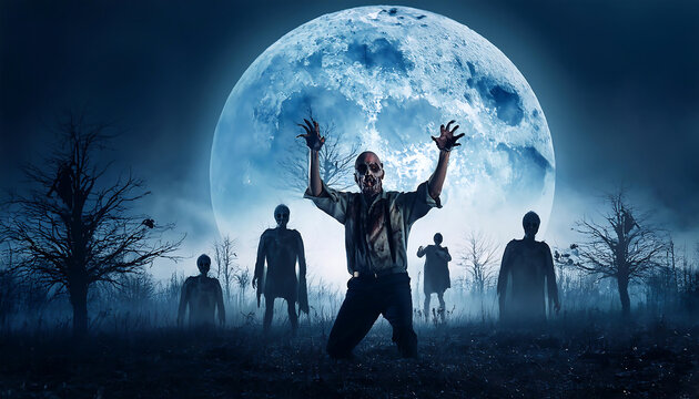 generative zombie scene halloween
