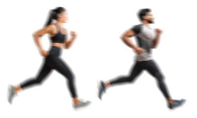 Motion blur running man woman silhouettes isolated on transparent background PNG for photo scenes