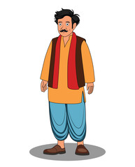 Indian village man cartoon character design