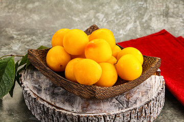 Ripe sweet juicy yellow plum