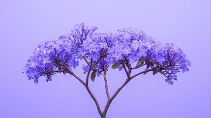 Obraz premium A focused shot of a lilac blossom on a treetop, with a clear blue sky in the background