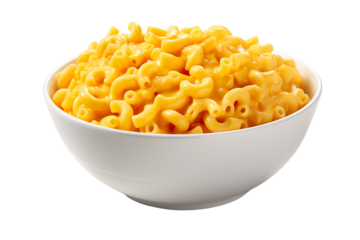 A bowl of Macaroni and cheese isolated on clear white and transparent background