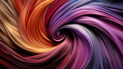 Fototapeta premium Swirling vortex of colorful hair strands in a vibrant, abstract design.