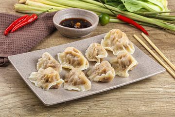 Asian steamed dumplings with meat