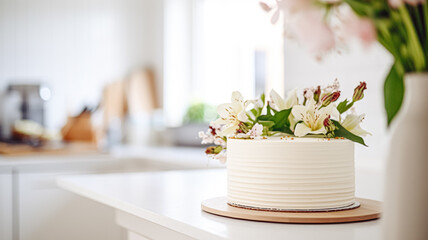 Homemade birthday cake in the English countryside house, cottage kitchen food and holiday baking recipe inspiration