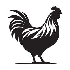 Chicken hen silhouette isolated on white background, Flat vector Farm Animal illustration