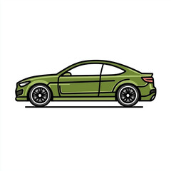 Fototapeta premium Green Sports Coupe Car Vector - Minimalist Cartoon Style Illustration