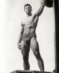 Fototapeta premium 1950s Sailor on Board Ship Deck