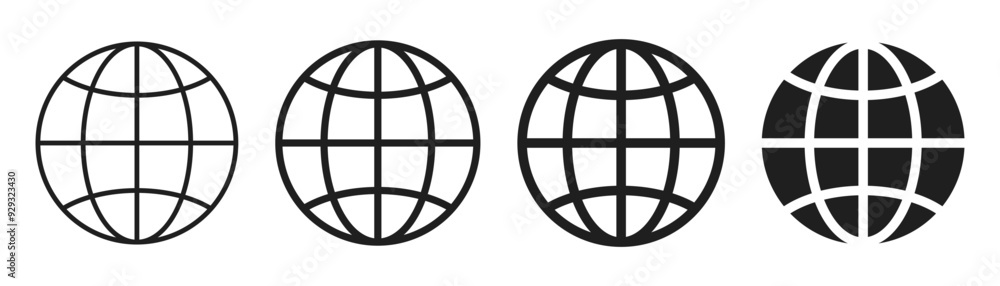 Poster web globe icon set. world icon vector global www internet sign , website icon for contact us icons
