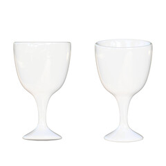 Empty wine glass 3D on white background.