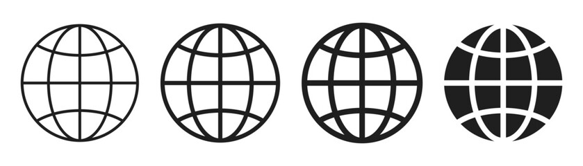 web globe icon set. world icon vector global www internet sign , website icon for contact us icons