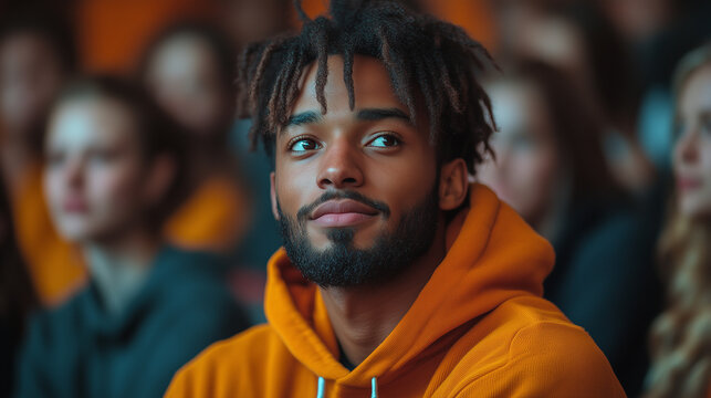 A group of young people attending a self-development seminar, motivated and inspired to improve themselves.