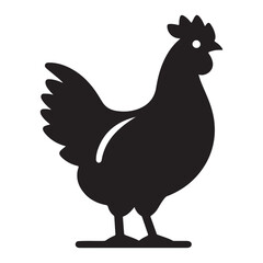 Chicken hen silhouette isolated on white background, Flat vector Farm Animal illustration