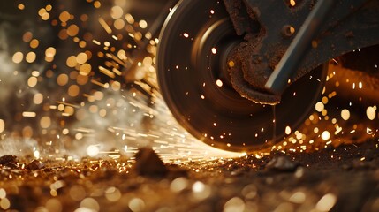 The process of repairing a road with a grinder, construction workers breaking asphalt and concrete pavement at a construction site, during new road work