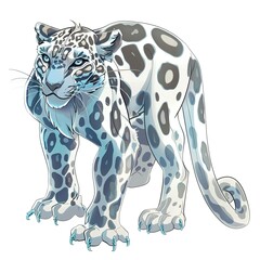Fototapeta premium Clouded Leopard ghost fantasy animal cartoon isolated whitebackground