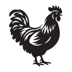Chicken hen silhouette isolated on white background, Flat vector Farm Animal illustration