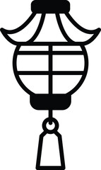 isolate black and white chinese lantern flat icon