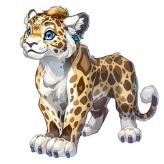 Clouded Leopard Ice element animal cartoon isolated whitebackground 16:9