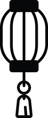 isolate black and white chinese lantern flat icon