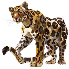 Fototapeta premium Clouded Leopard Metal element animal cartoon isolated whitebackground 16:9