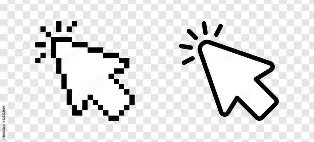 Wall mural mouse cursor click icon, pixel style, computer clicking arrow - mouse arrow pointer icon symbol