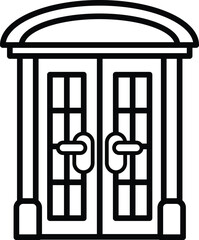 isolate black and white front door flat icon