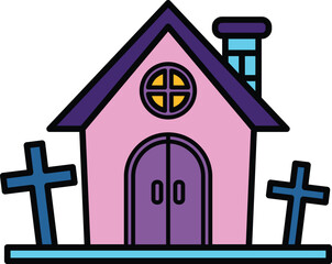 isolate vampire castle flat icon