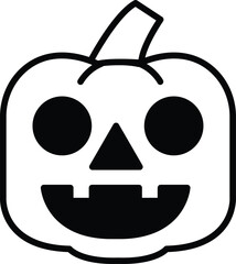 isolate black and white halloween pumpkin flat icon