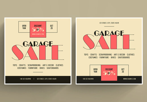 Garage Sale Social Media Post Layout with Pink Accents