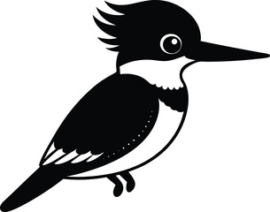 Belted Kingfisher on Vector Illustrator Design