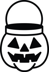 isolate black and white halloween pumpkin flat icon