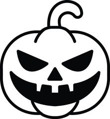 isolate black and white halloween pumpkin flat icon