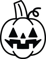 isolate black and white halloween pumpkin flat icon