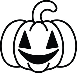 isolate black and white halloween pumpkin flat icon