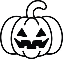 isolate black and white halloween pumpkin flat icon