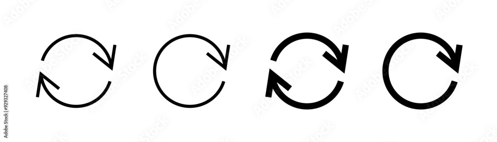 Poster Refresh icon vector. Black recycle vector icon symbol. Repeat and reload icons set and arrow rotation circle. Sync icon symbol convert button sign. editable stroke