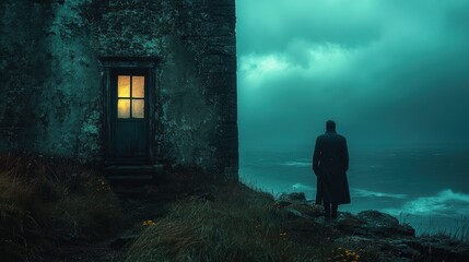 Man Looking at Stormy Seas