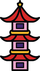 Fototapeta premium isolate chinese traditional building flat icon