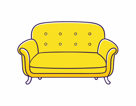 recommend clip art: Yellow sofa or couch stock illustration