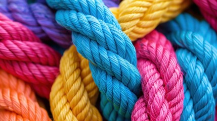 Colorful braided ropes intertwined in vibrant patterns