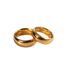 Shiny gold wedding rings isolated on white background