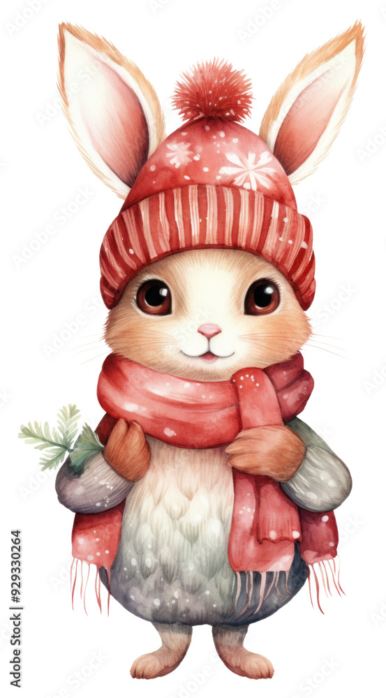 Canvas Prints png rabbit winter cute white background.