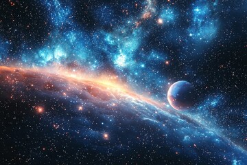 Obraz premium Space cosmic illustration with planets scene created with Generative AI