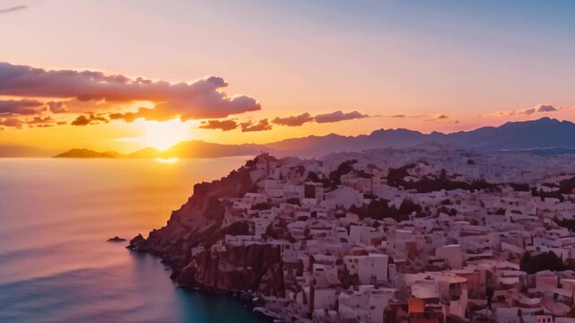 Oia village on Santorini island at sunset. Greece, Europe, Oia Sunset, Santorini island, Greece
