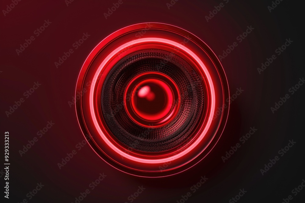 Leinwandbilder close-up shot of a camera lens with a red light, suitable for use in photography-related contexts