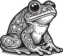 A frog line art coloring page illustration