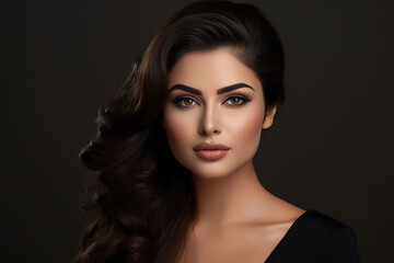 Fototapeta premium Elegant Women with Stunning Dark Hair in Classic Portraits 